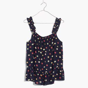 Madewell Silk Ruffle-Strap Cami Top in Confetti Floral